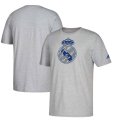 Wholesale Cheap Real Madrid adidas Brushed Stripes T-Shirt Heathered Gray