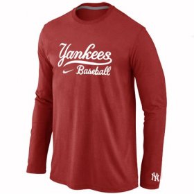 Wholesale Cheap New York Yankees Long Sleeve MLB T-Shirt Red