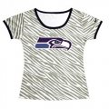 Wholesale Cheap Women's Seattle Seahawks Sideline Legend Authentic Logo Zebra Stripes T-Shirt