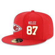 Cheap Kansas City Chiefs #87 Travis Kelce Snapback Cap NFL Player Red with White Number Stitched Hat