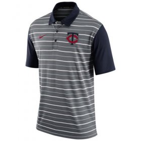 Wholesale Cheap Men\'s Minnesota Twins Nike Gray Dri-FIT Stripe Polo