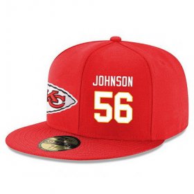 Cheap Kansas City Chiefs #56 Derrick Johnson Snapback Cap NFL Player Red with White Number Stitched Hat