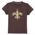 Wholesale Cheap New Orleans Saints Authentic Logo Youth T-Shirt Brown