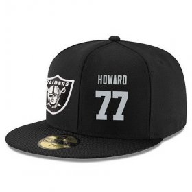 Cheap Oakland Raiders #77 Austin Howard Snapback Cap NFL Player Black with Silver Number Stitched Hat