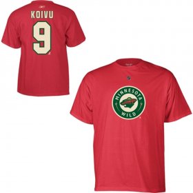 Wholesale Cheap Minnesota Wild #9 Mikko Koivu Reebok Name and Number Player T-Shirt Red