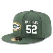 Cheap Green Bay Packers #52 Clay Matthews Snapback Cap NFL Player Green with White Number Stitched Hat