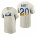 Wholesale Cheap Los Angeles Rams #20 Jalen Ramsey Men's Cream 2020 Primary Logo NFL T-Shirt