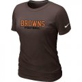 Wholesale Cheap Women's Nike Cleveland Browns Sideline Legend Authentic Font T-Shirt Brown