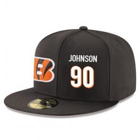 Cheap Cincinnati Bengals #90 Michael Johnson Snapback Cap NFL Player Black with White Number Stitched Hat