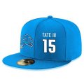 Cheap Detroit Lions #15 Golden Tate III Snapback Cap NFL Player Light Blue with White Number Stitched Hat