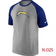 Wholesale Cheap Nike San Diego Chargers Ash Tri Big Play Raglan NFL T-Shirt Grey/Blue