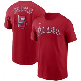 Wholesale Cheap Los Angeles Angels #5 Albert Pujols Nike Name & Number T-Shirt Red