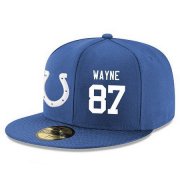 Cheap Indianapolis Colts #87 Reggie Wayne Snapback Cap NFL Player Royal Blue with White Number Stitched Hat