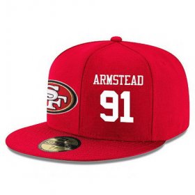 Cheap San Francisco 49ers #91 Arik Armstead Snapback Cap NFL Player Red with White Number Stitched Hat