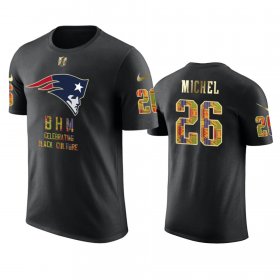 Wholesale Cheap Patriots #26 Sony Michel Black Men\'s Black History Month T-Shirt