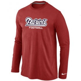 Wholesale Cheap Nike New England Patriots Authentic Font Long Sleeve T-Shirt Red