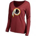 Wholesale Cheap Women's Washington Redskins Pro Line Primary Team Logo Slim Fit Long Sleeve T-Shirt Red