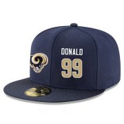 Cheap Los Angeles Rams #99 Aaron Donald Snapback Cap NFL Player Navy Blue with Gold Number Stitched Hat