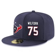 Cheap Houston Texans #75 Vince Wilfork Snapback Cap NFL Player Navy Blue with White Number Stitched Hat