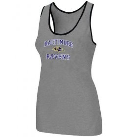 Wholesale Cheap Women\'s Nike Baltimore Ravens Heart & Soul Tri-Blend Racerback Stretch Tank Top Light Grey