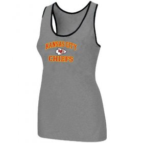 Wholesale Cheap Women\'s Nike Kansas City Chiefs Heart & Soul Tri-Blend Racerback Stretch Tank Top Light Grey