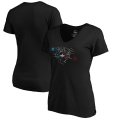 Wholesale Cheap Boston Red Sox vs. New York Yankees Majestic Women's 2019 London Series Dueling Hometown Map V-Neck T-Shirt - Black