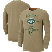 Wholesale Cheap Men's New York Jets Nike Tan 2019 Salute to Service Sideline Performance Long Sleeve Shirt