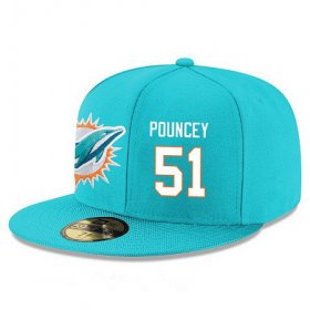 Cheap Miami Dolphins #51 Mike Pouncey Snapback Cap NFL Player Aqua Green with White Number Stitched Hat