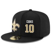 Cheap New Orleans Saints #10 Brandin Cooks Snapback Cap NFL Player Black with Gold Number Stitched Hat