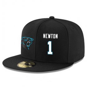 Cheap Carolina Panthers #1 Cam Newton Snapback Cap NFL Player Black with White Number Stitched Hat