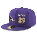 Cheap Baltimore Ravens #89 Steve Smith Sr Snapback Cap NFL Player Purple with Gold Number Stitched Hat