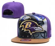 Cheap Ravens Team Logo Purple Adjustable Leather Hat TX