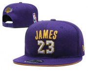 Cheap Men's Los Angeles Lakers #23 LeBron James Purple Snapback Ajustable Cap Hat