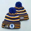 Cheap Rams Team Logo Royal Yellow 100th Season Pom Knit Hat YD