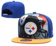 Cheap Steelers Team Logo Blue Yellow Adjustable Leather Hat TX