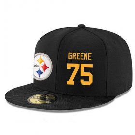 Cheap Pittsburgh Steelers #75 Joe Greene Snapback Cap NFL Player Black with Gold Number Stitched Hat