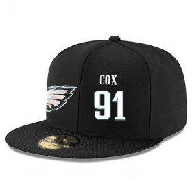 Cheap Philadelphia Eagles #91 Fletcher Cox Snapback Cap NFL Player Black with White Number Stitched Hat