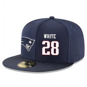 Cheap New England Patriots #28 James White Snapback Cap NFL Player Navy Blue with White Number Stitched Hat