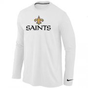 Wholesale Cheap Nike New Orleans Saints Authentic Logo Long Sleeve T-Shirt White