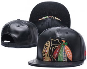 Cheap NHL Chicago Blackhawks Team Logo Black Adjustable Hat A25