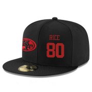 Cheap San Francisco 49ers #80 Jerry Rice Snapback Cap NFL Player Black with Red Number Stitched Hat