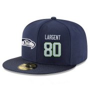 Cheap Seattle Seahawks #80 Steve Largent Snapback Cap NFL Player Navy Blue with Gray Number Stitched Hat