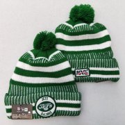 Cheap Jets Team Logo Green 100th Season Pom Knit Hat YD