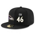 Cheap Baltimore Ravens #46 Morgan Cox Snapback Cap NFL Player Black with White Number Stitched Hat