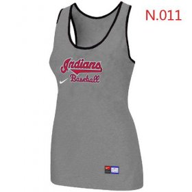 Wholesale Cheap Women\'s Nike Cleveland Indians Tri-Blend Racerback Stretch Tank Top Light Grey