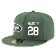 Cheap New York Jets #28 Curtis Martin Snapback Cap NFL Player Green with White Number Stitched Hat