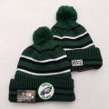 Cheap Eagles Team Logo Green 100th Season Pom Knit Hat YD