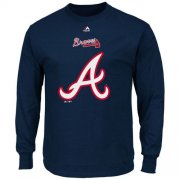 Wholesale Cheap Atlanta Braves Majestic Critical Victory Long Sleeves T-Shirt Navy