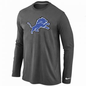 Wholesale Cheap Nike Detroit Lions Logo Long Sleeve T-Shirt Dark Grey