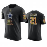 Wholesale Cheap Cowboys #21 Ezekiel Elliott Black Men's Black History Month T-Shirt